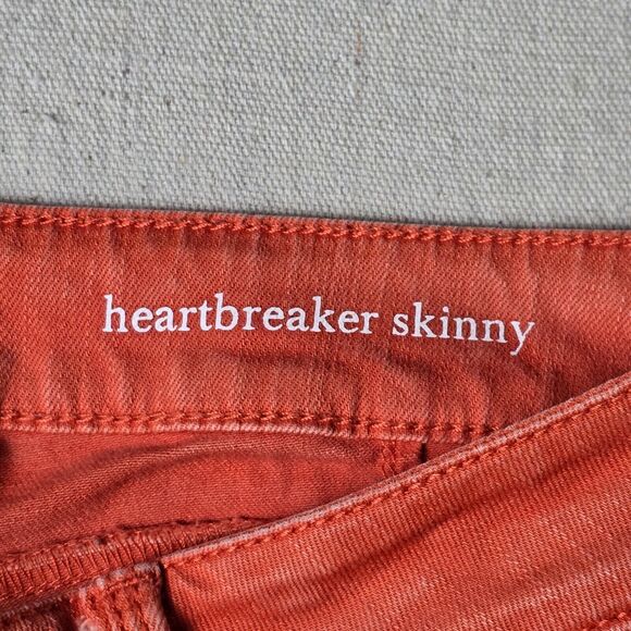 Bebe Jeans Womens 23 Orange Heartbreaker Skinny‎ Distressed Mid Rise Pockets - Picture 10 of 16